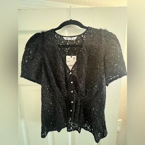 Zara xs NEW black sheer button top